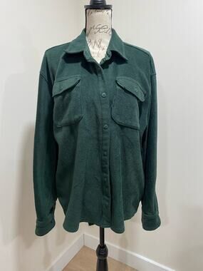 Vintage Lee Dark Green Fleece Shaket Shirt Size XL